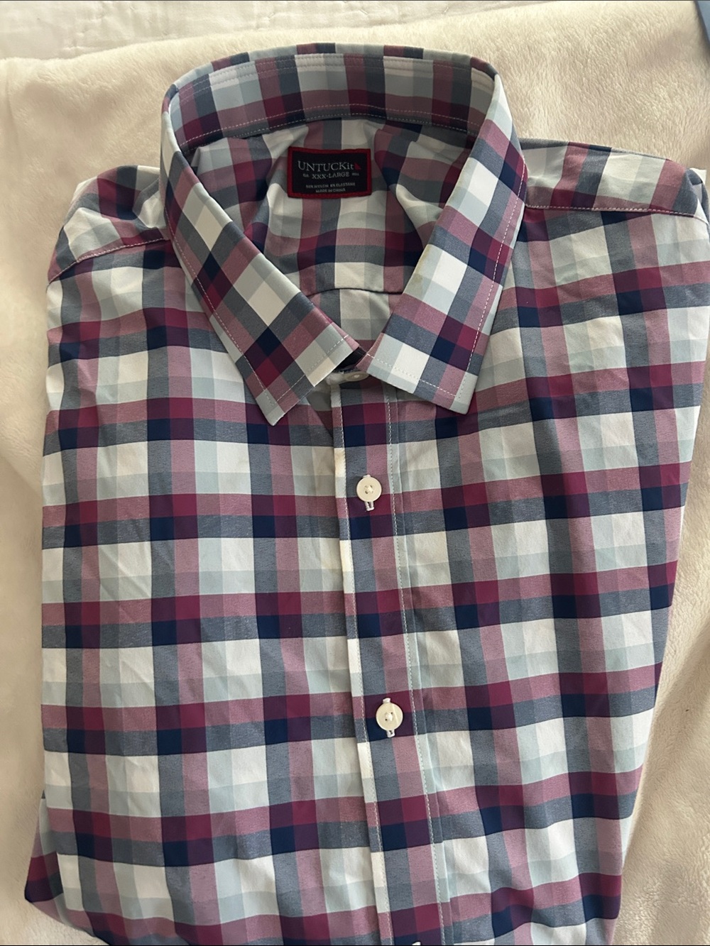 UNTUCKit Men's Plaid Button-Down Shirt in Burgundy, Navy, and White